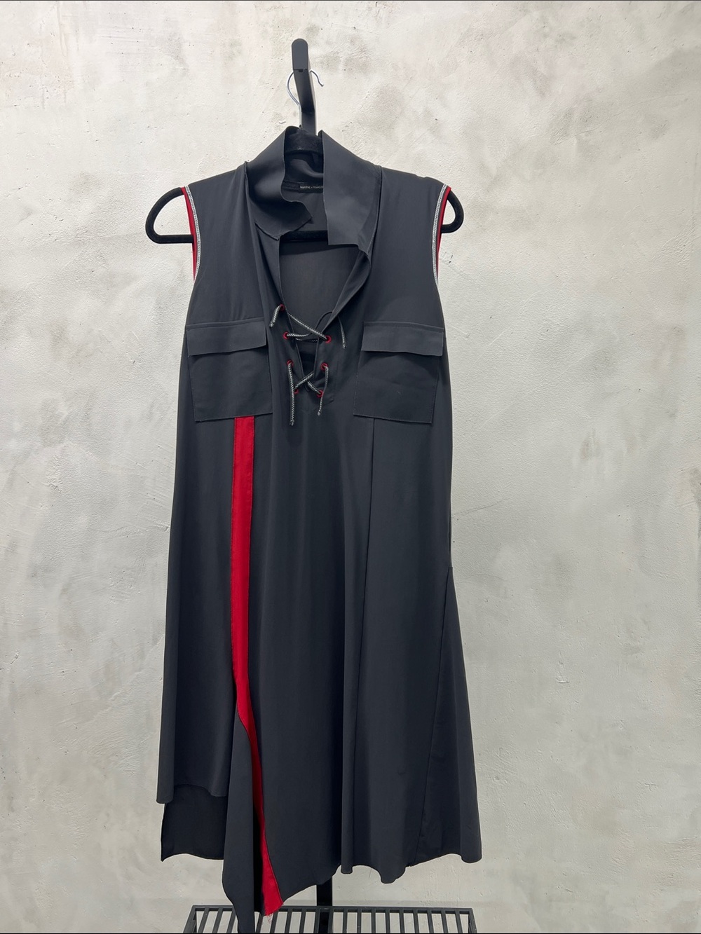 Sleeveless Black Dress with Red Accent - Contemporary Women's Dress